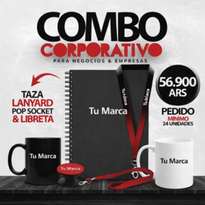 Combo Corporativo Pro: Vaso Vinero, Mousepad, Libreta y Lanyard